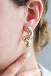 Heliophilia Silver Pendientes de Latón Dorados con Circonio